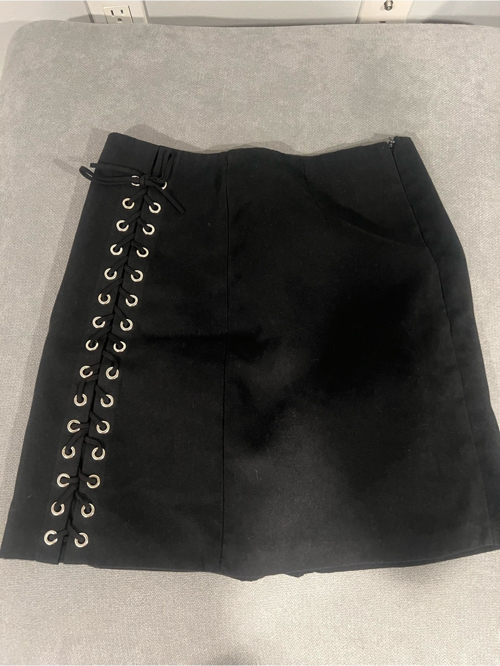 SHEIN Black Mini Skirt with Lace-Up Side